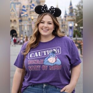 Disney Eeyore “Caution: Monday Sort of Mood” Purple Graphic 14w/16w Tee